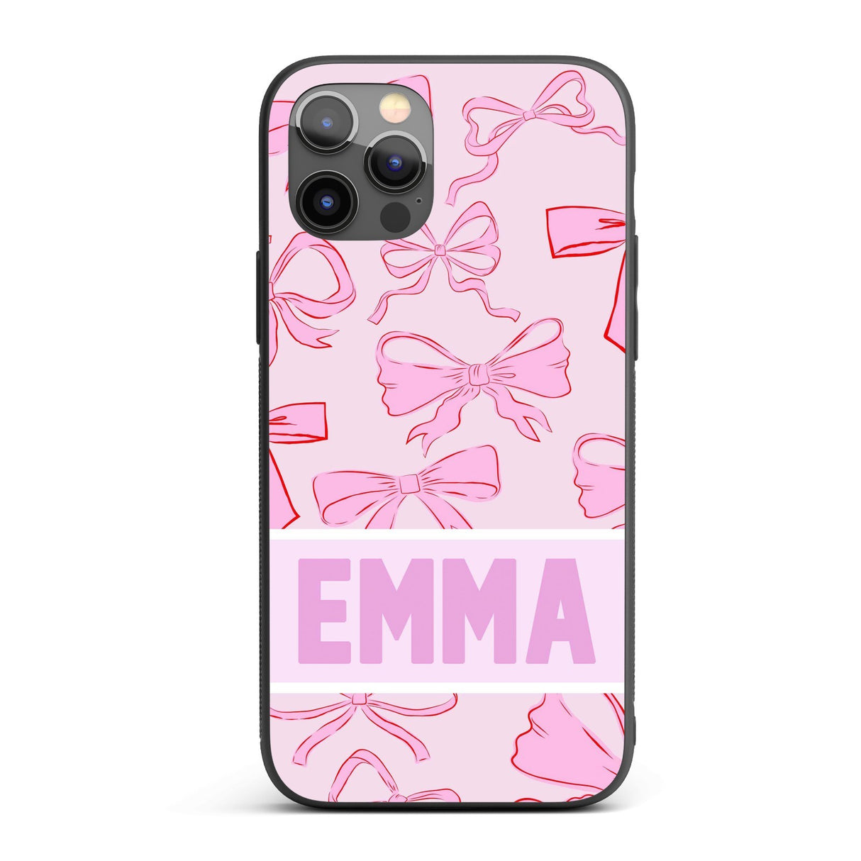 Pink Bows Name Cute Girl Personalised Custom - Printed iPhone Black Case Cover