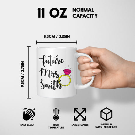Future Mrs Fiancé Wife To Be Romantic Tea Coffee Mug Set Wedding Gift For Her