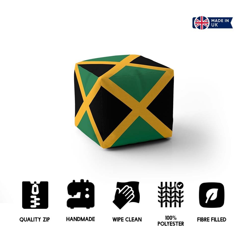 Jamaican Flag Design Custom - Ottoman Filled Pouffe Footrest Inc Washable Cover