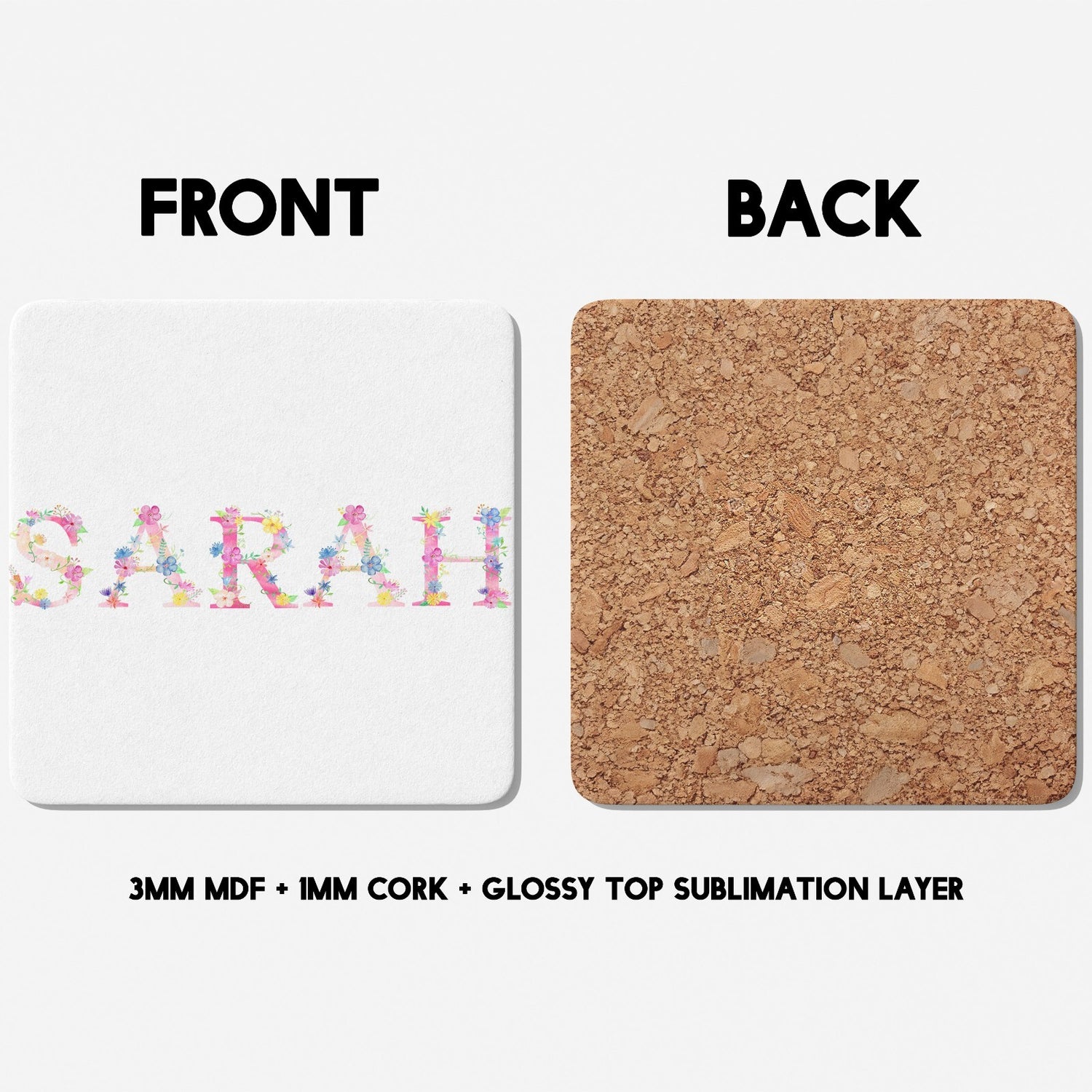 Personalised Pink Floral Alphabet Print Coffee Tea Mug Coaster Gift Him Her Girl