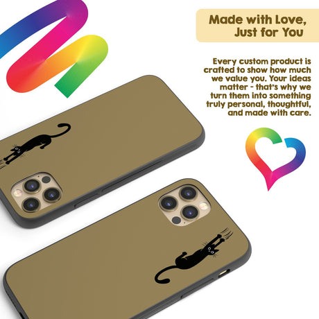 Black Cat Slipping Scratching Personalised Custom Cute Printed iPhone Black Case