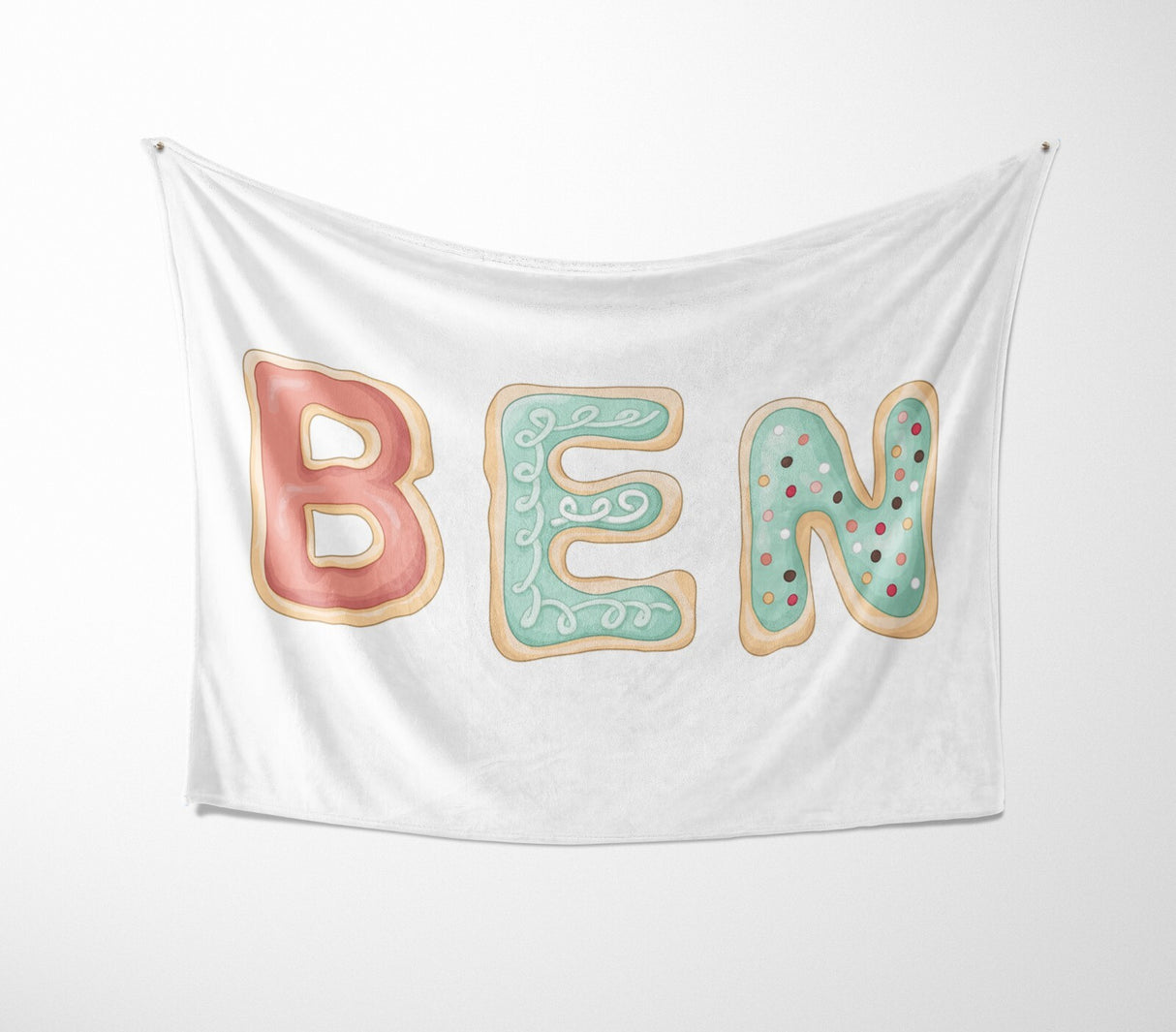 Personalised Name Cookie Alphabet Novelty Soft Fleece Mink Blanket Gift Decor