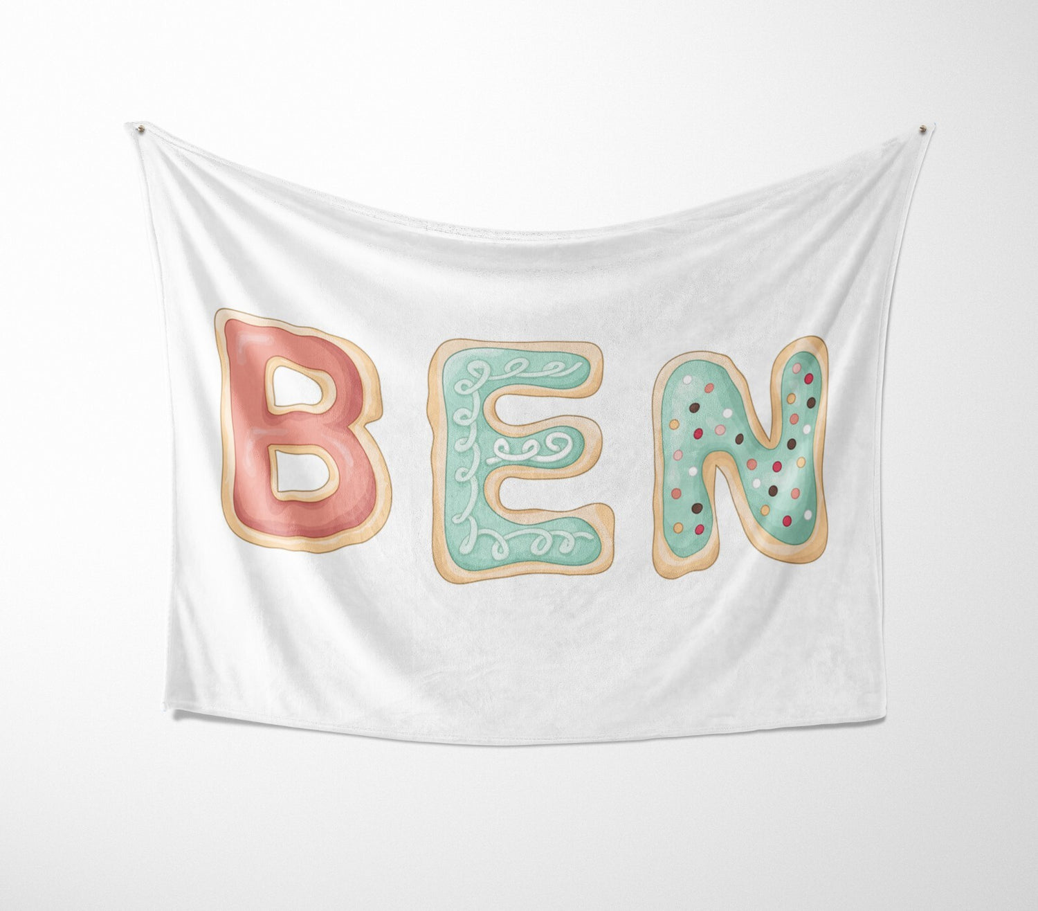 Personalised Name Cookie Alphabet Novelty Soft Fleece Mink Blanket Gift Decor