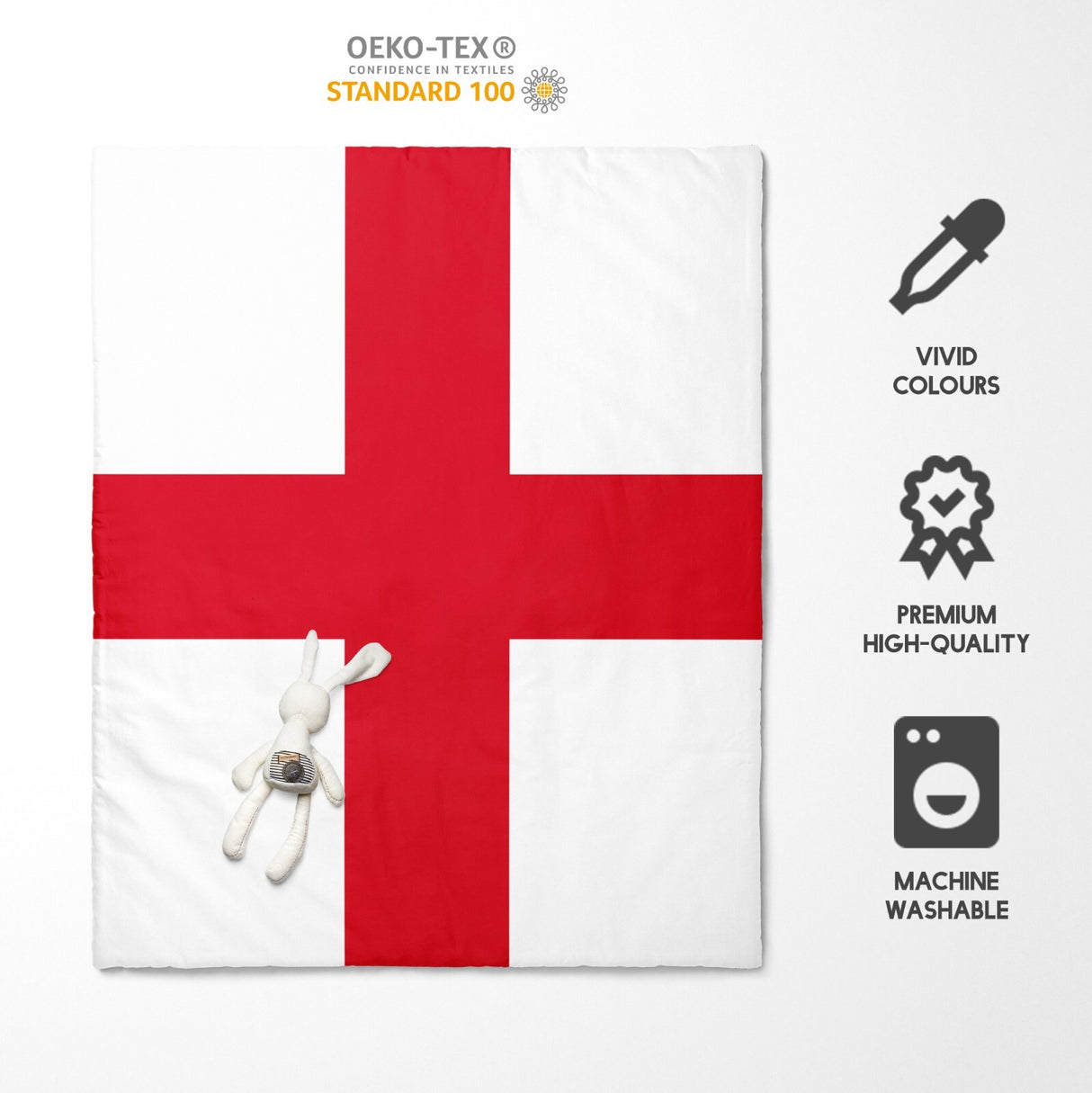 England Flag St George's Cross Custom Toddler Cot Bed Duvet Cover + Pillowcase