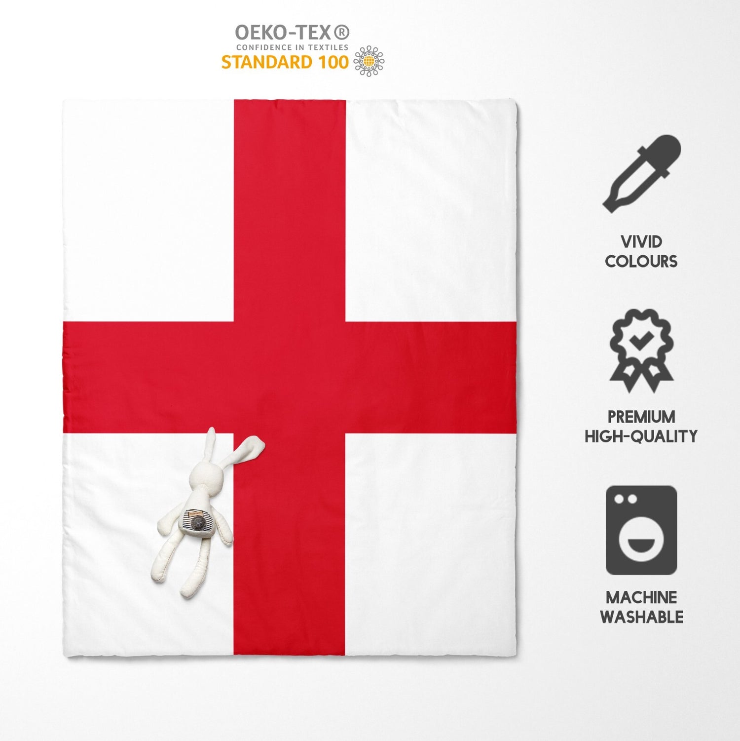 England Flag St George's Cross Custom Toddler Cot Bed Duvet Cover + Pillowcase