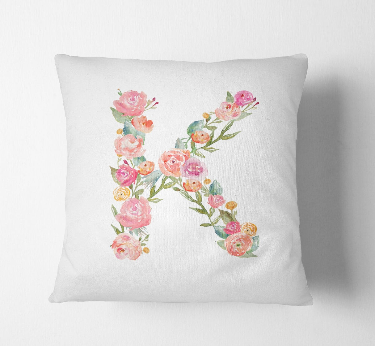 Personalised Alphabet Floral Name Initial Letter Cushion Pillow Case Insert Fill