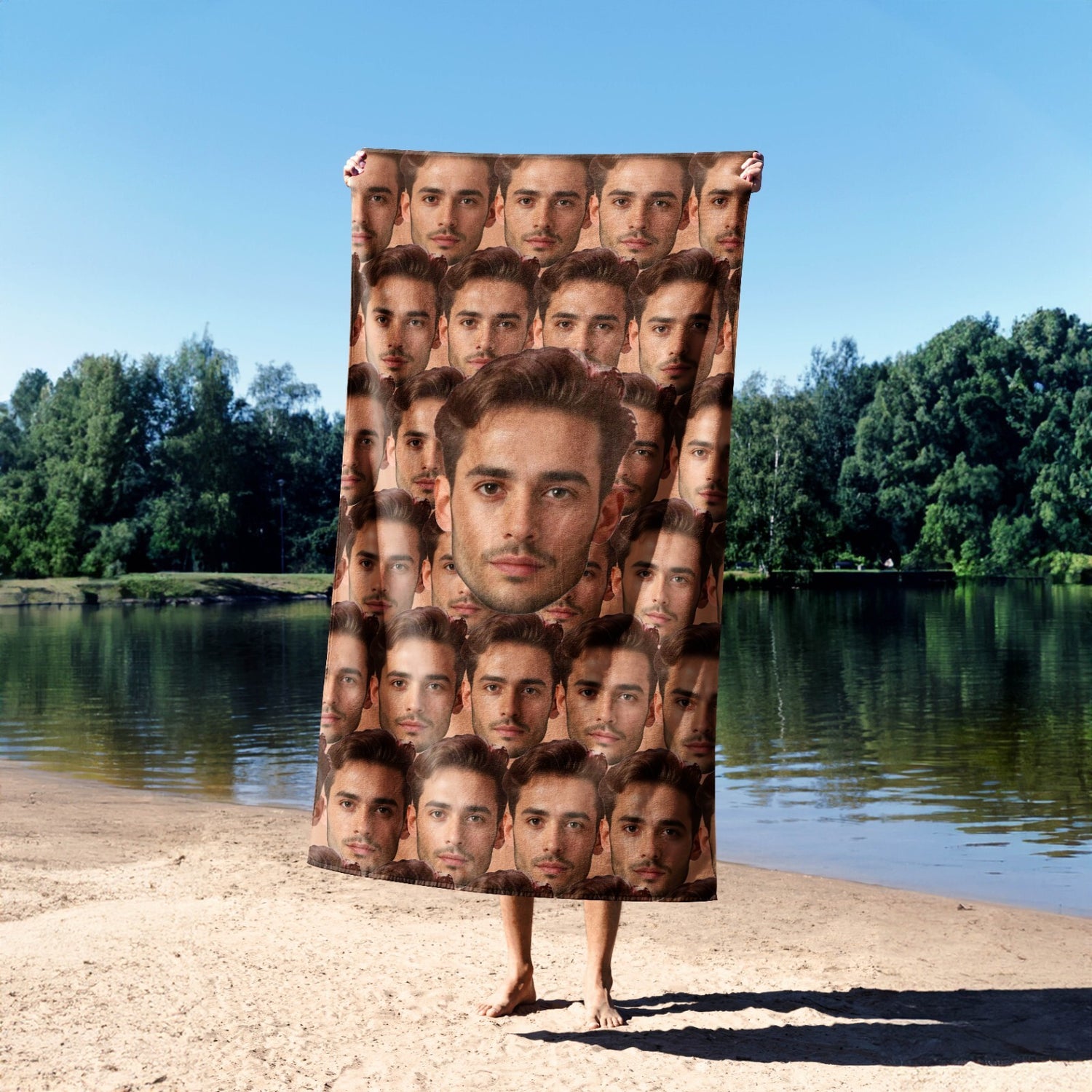 Funny Personalised Custom Photo Upload Collage Soft Beach Bath Sheet Hand Towel