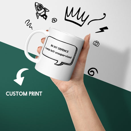 In My Defence Rude Cheeky Funny Gift Coffee Tea Mug + Coaster Option For Him Her