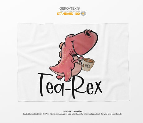 Tea Rex Dinosaur Dino Novelty Custom Any Colour Fleece Mink Blanket Throw Gift