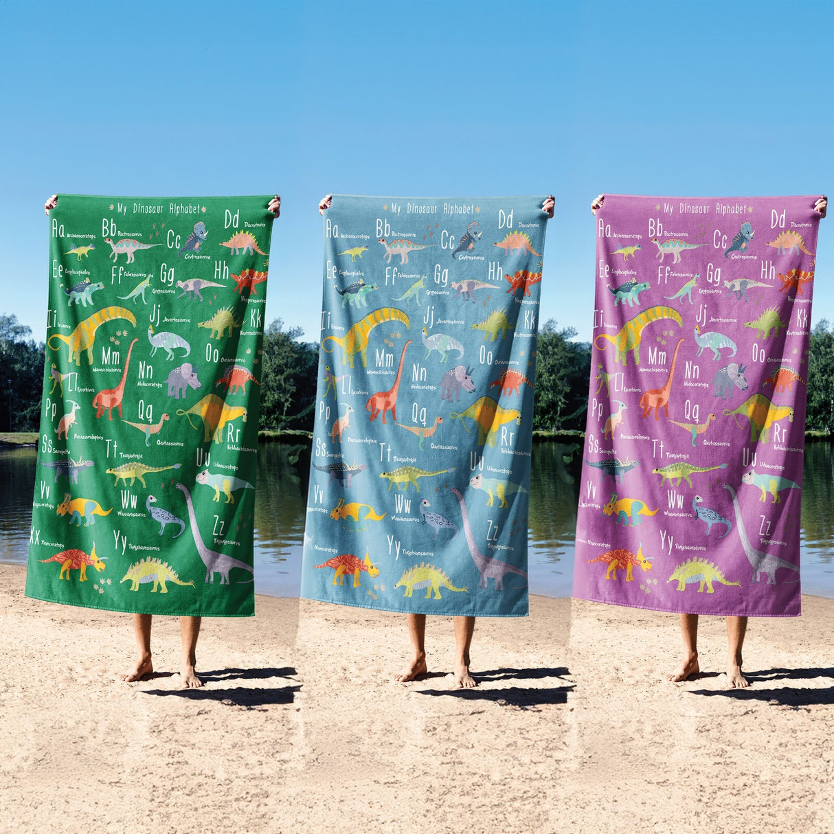 Dinosaur Alphabet Personalised Custom Soft Highly Absorbent Beach Bath Sheet