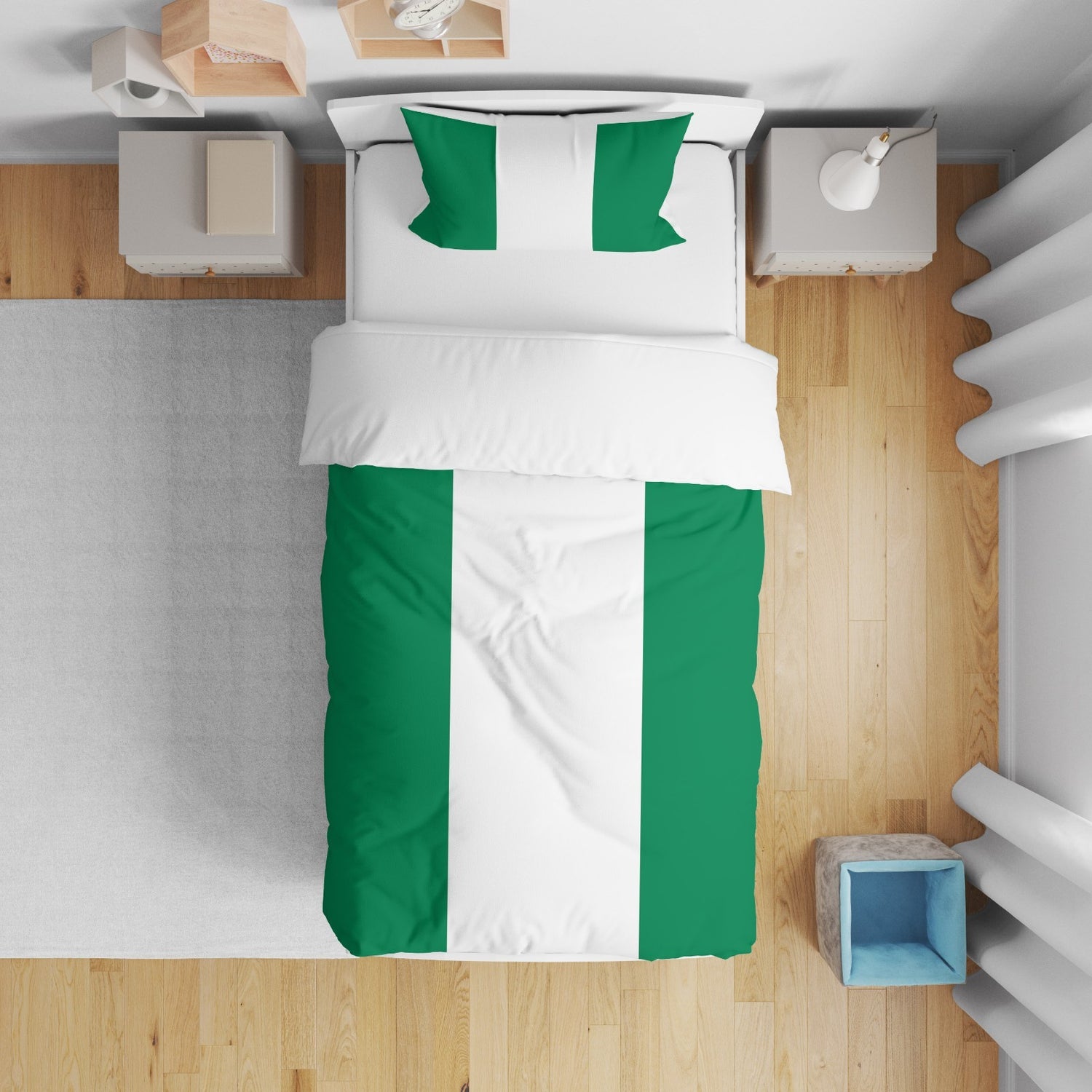 Nigeria Flag Nigerian Cot Bed Duvet Cover Toddler Pillowcase Design Gift Custom