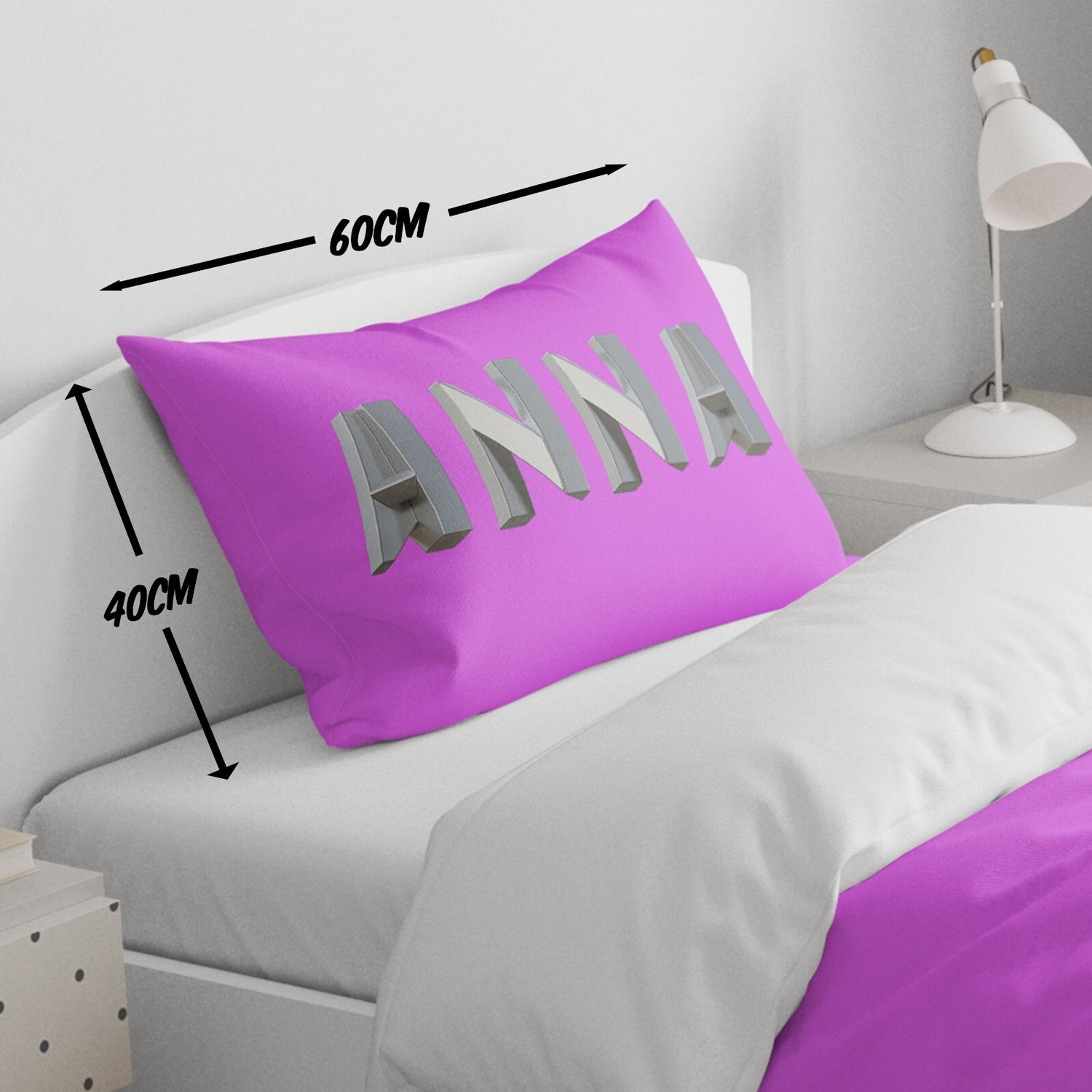 Personalised Name Geometal 3D Font Toddler Cot Bed Duvet Cover + Pillowcase