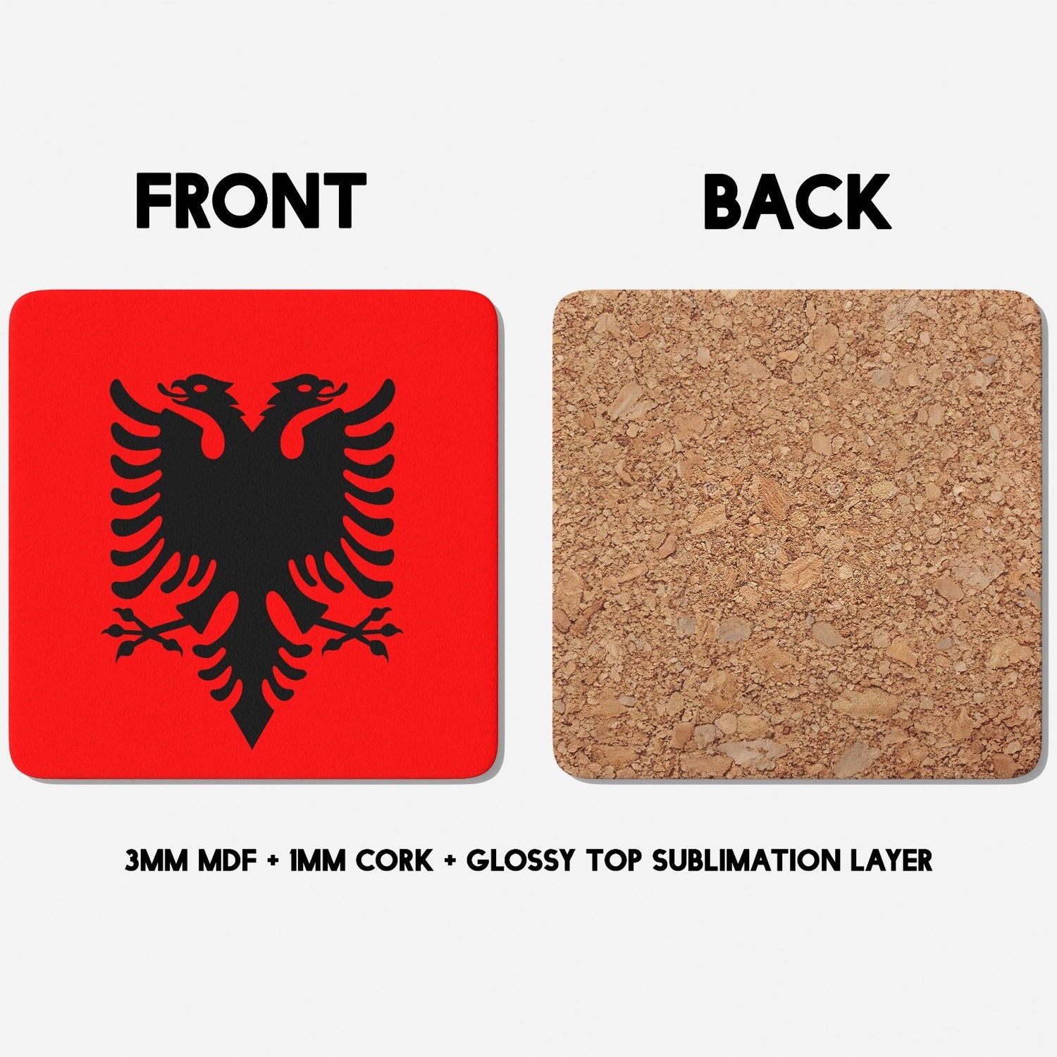 Albania Flag Patriotic Coffee Tea Mug Cup Set Coaster Home Gift Him Her Custom