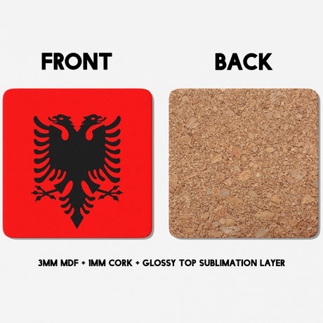 Albania Flag Patriotic Coffee Tea Mug Cup Set Coaster Home Gift Him Her Custom