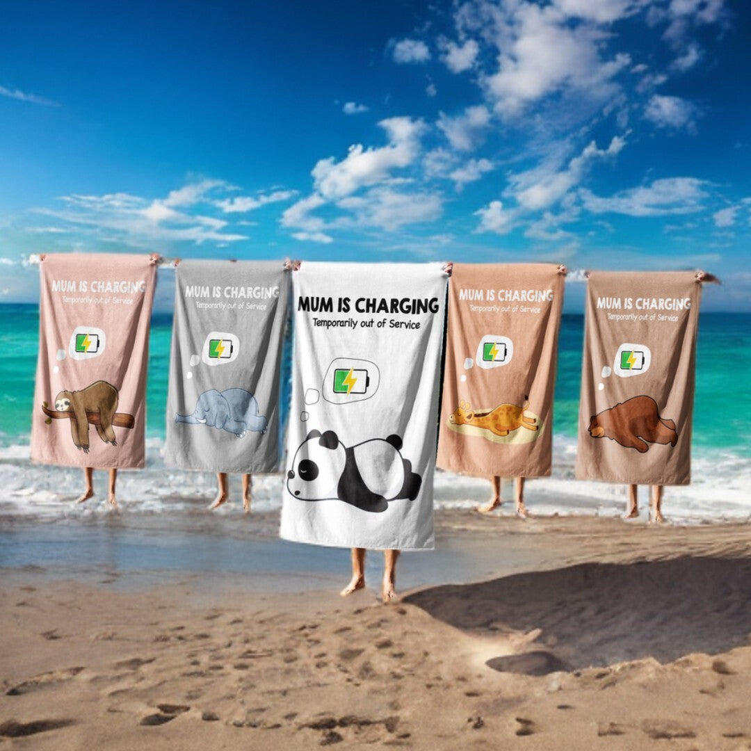 Mum Is Charging Funny Animal Novelty Absorbent Beach Bath Sheet Towel Gift