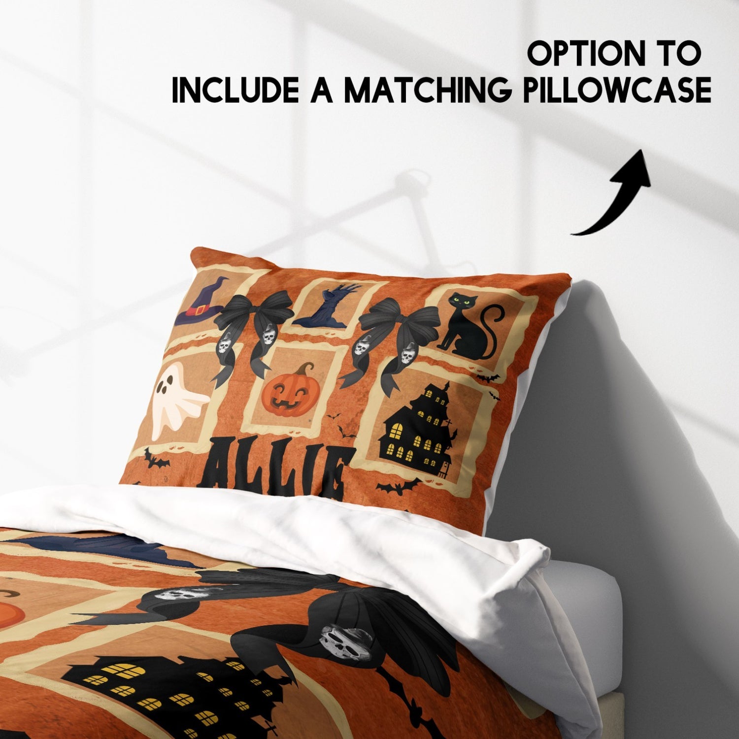 Halloween Spooky Personalised Single Bed Duvet Cover Pillowcase Set Custom Gift