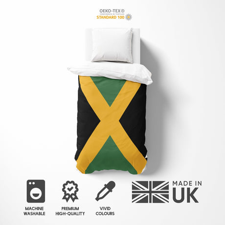 Jamaican Flag Jamaica Design Single Size Bed Duvet Cover Quilt + Pillowcase Set