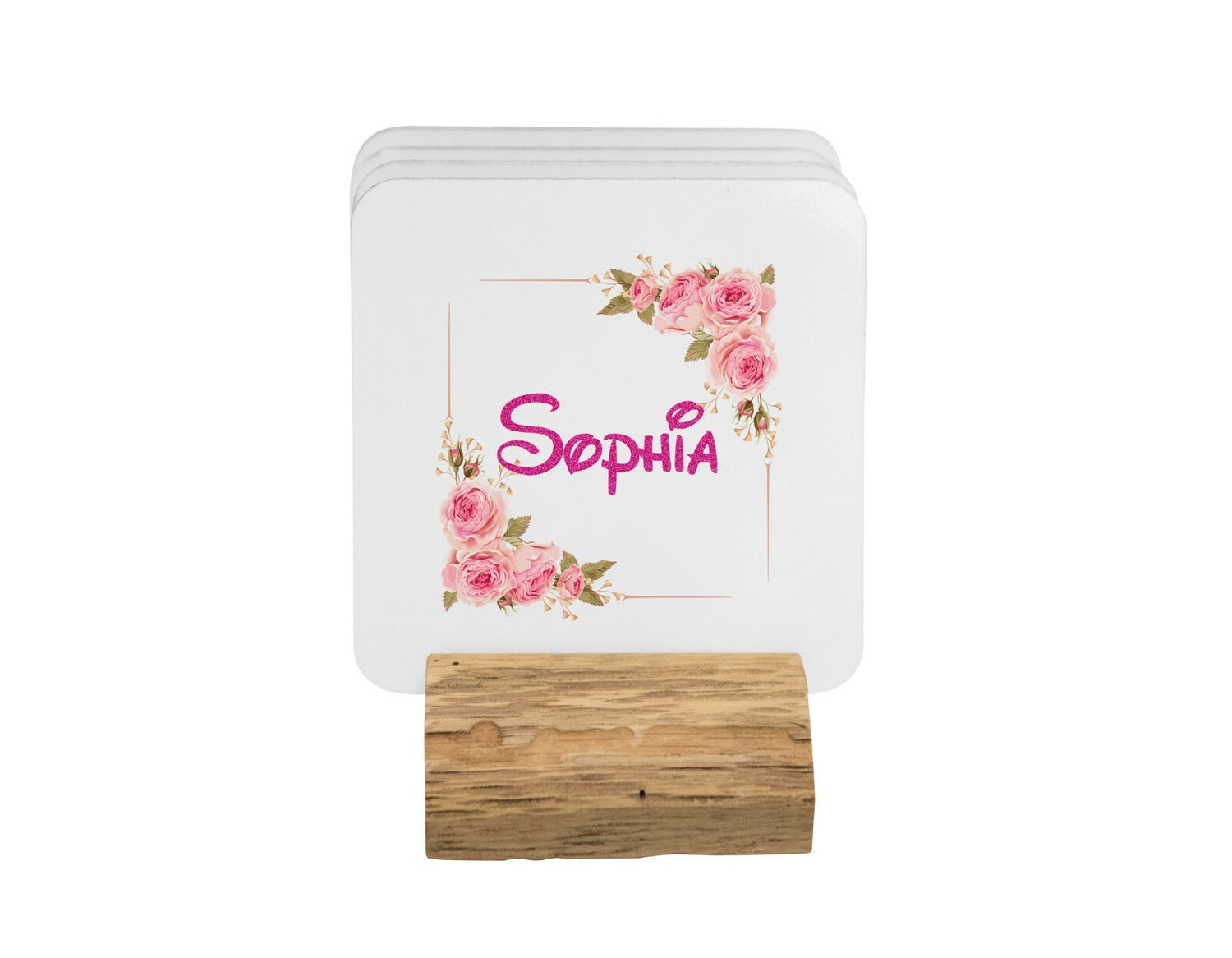 Personalised Name Floral Roses Pink Coffee Tea Mug Gift 11oz Mug + Coaster
