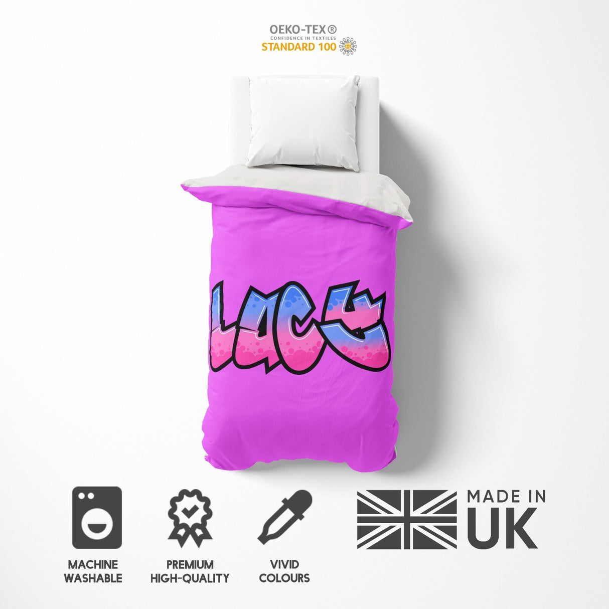 Personalised Any Name Urban Graffiti Soft Single Size Novelty Bed Duvet Cover