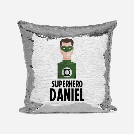 Superhero Personalised Name Kids Boys Sequin Magic Cushion Cover + Pillow