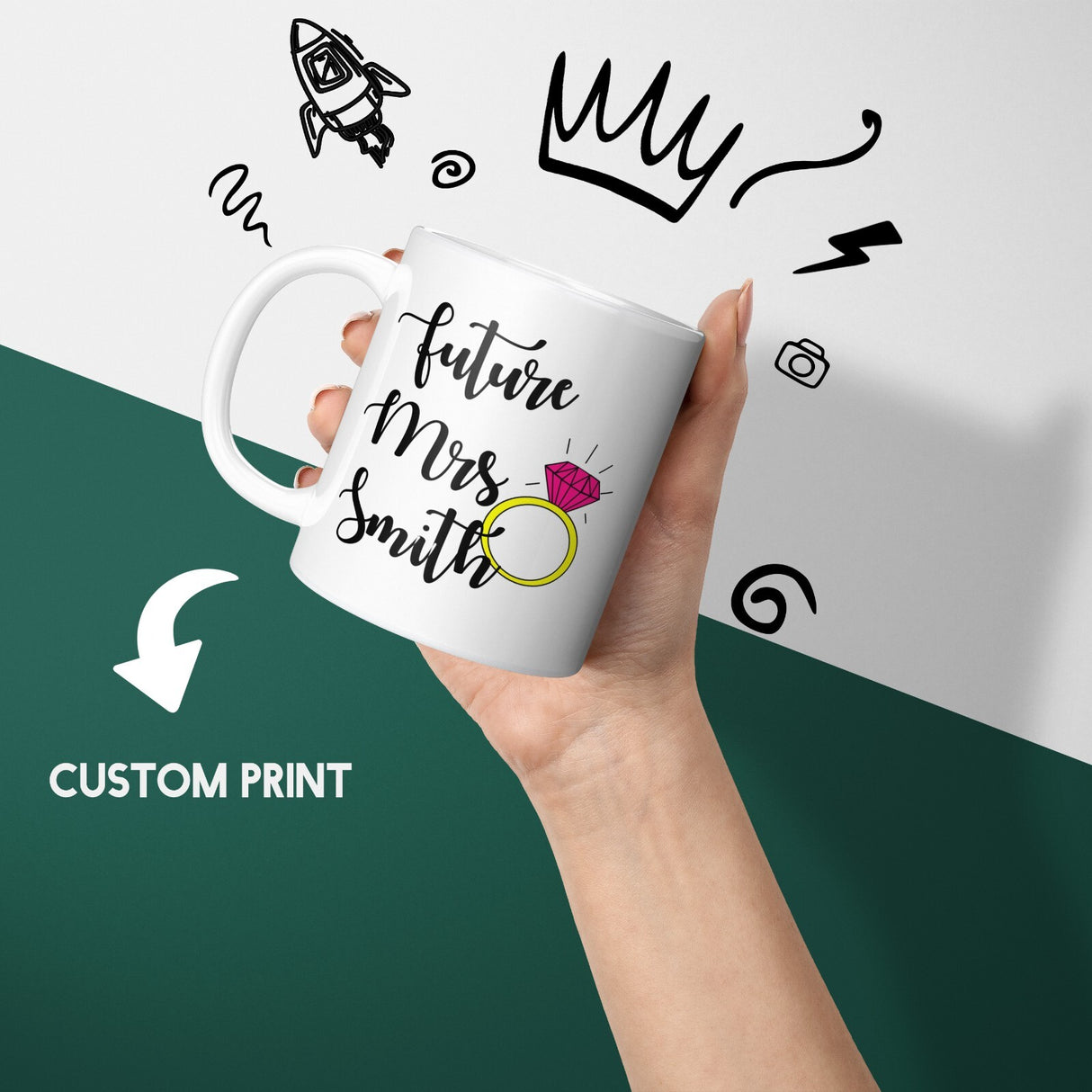 Future Mrs Fiancé Wife To Be Romantic Tea Coffee Mug Set Wedding Gift For Her