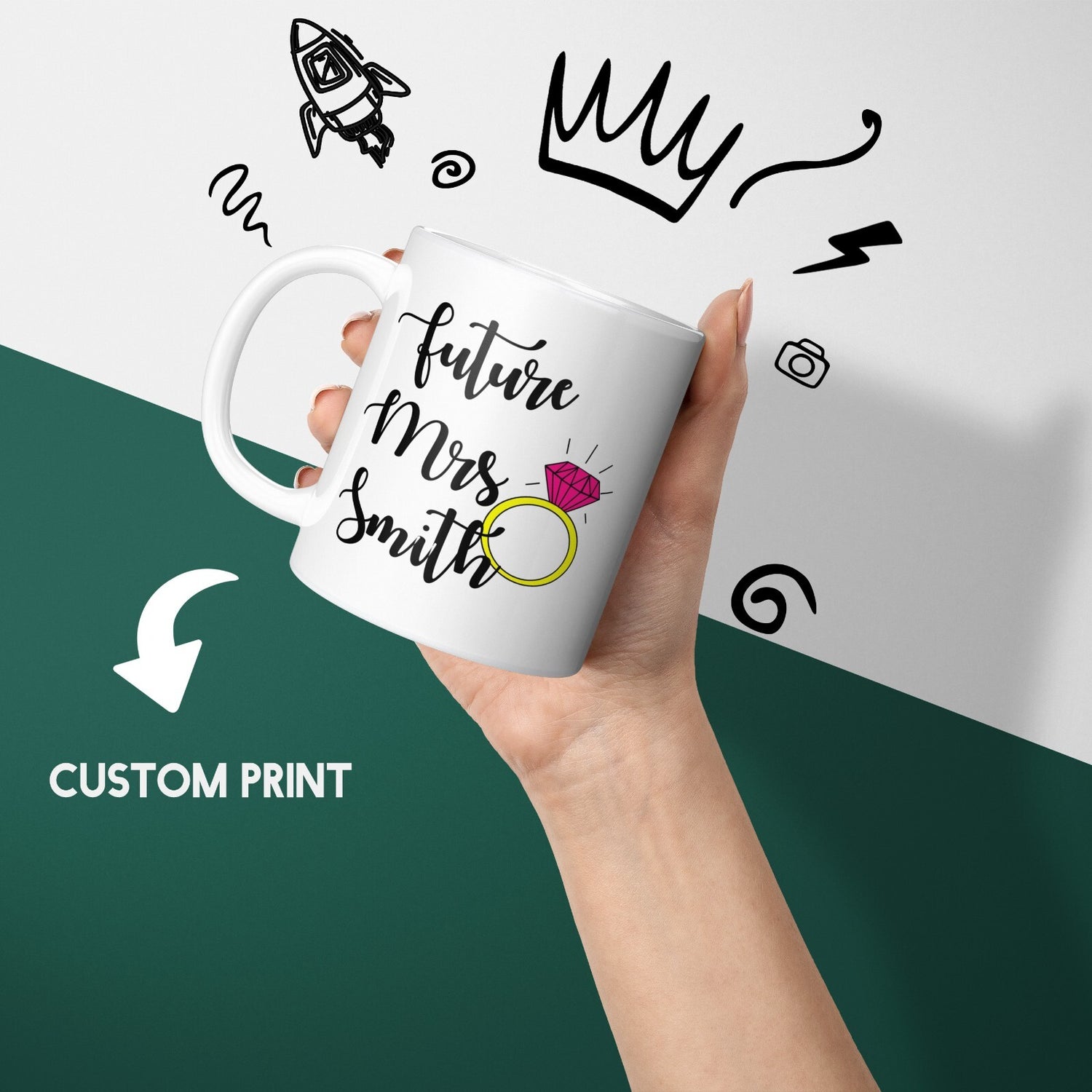 Future Mrs Fiancé Wife To Be Romantic Tea Coffee Mug Set Wedding Gift For Her