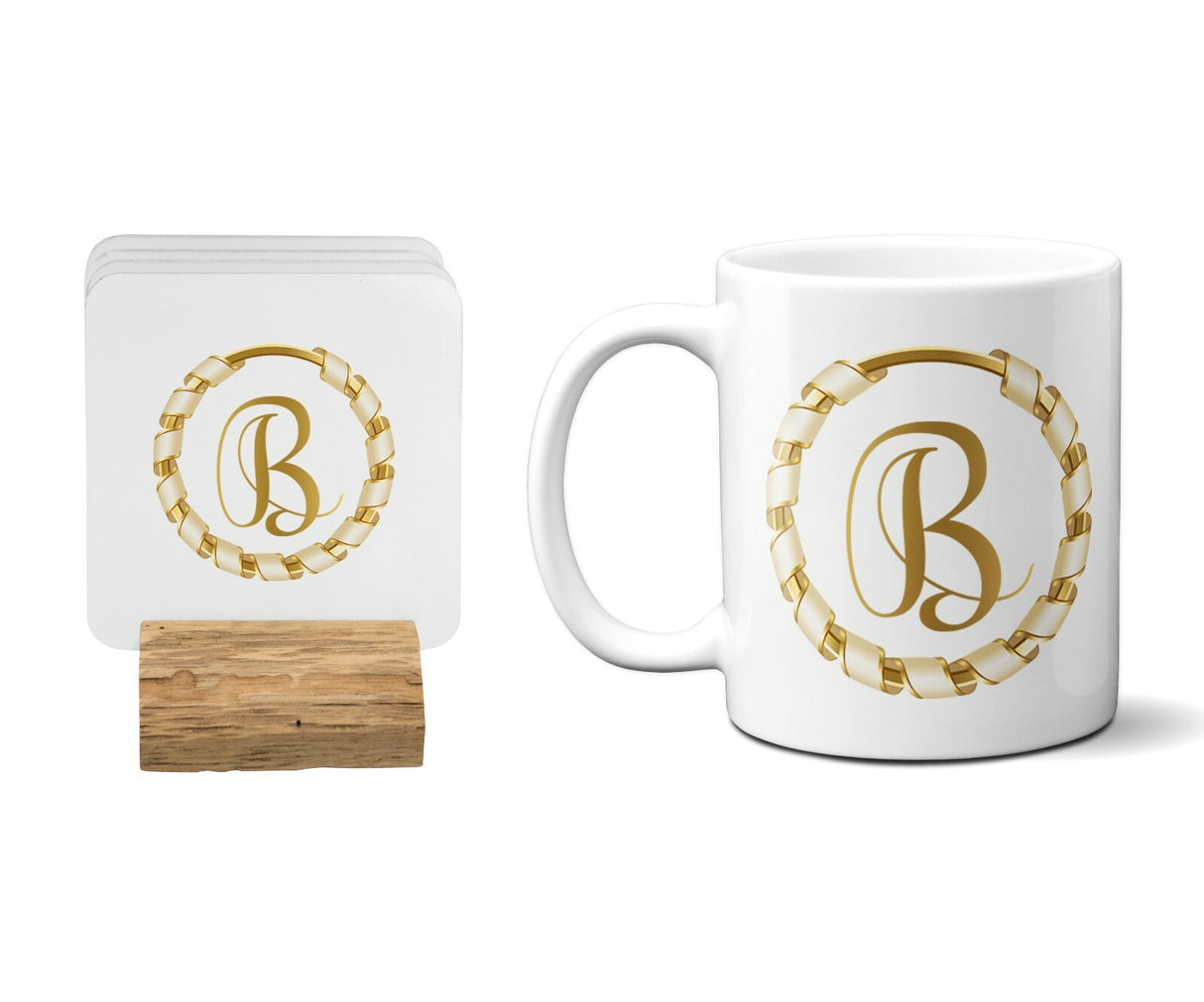 Gold Ring Ribbon Border Coffee Tea Mug 11oz Mug And Coaster Set Option