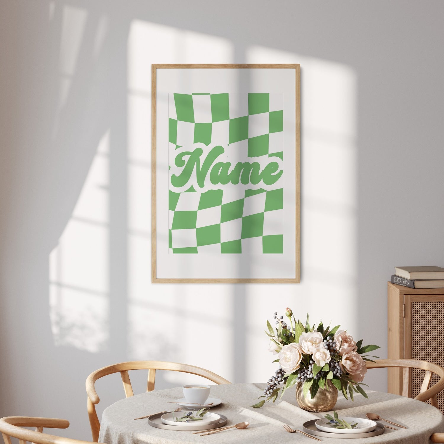 Personalised Custom Retro Vans Checker Name  Colour Wall Art Poster Print Decor
