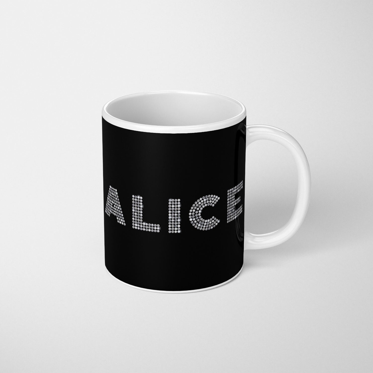 Personalised Name Diamond Gems Bling Font Coffee Tea Mug Coaster Gift Him Her