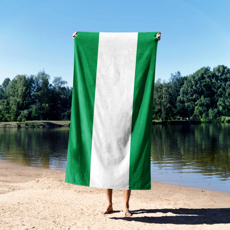 Nigeria Flag Nigerian Towel Highly Absorbent Beach Bath Sheet Custom Made Gift