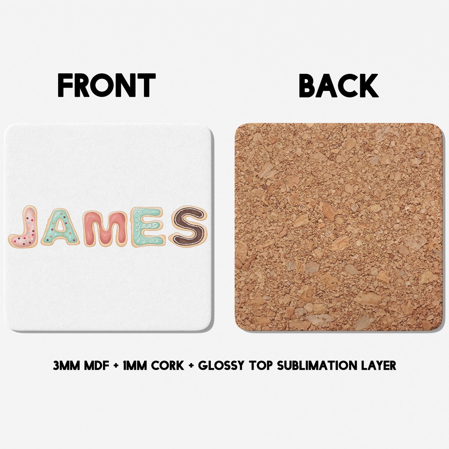 Personalised Any Name Cookie Alphabet Kids Coffee Tea Mug Coaster Gift Him Her