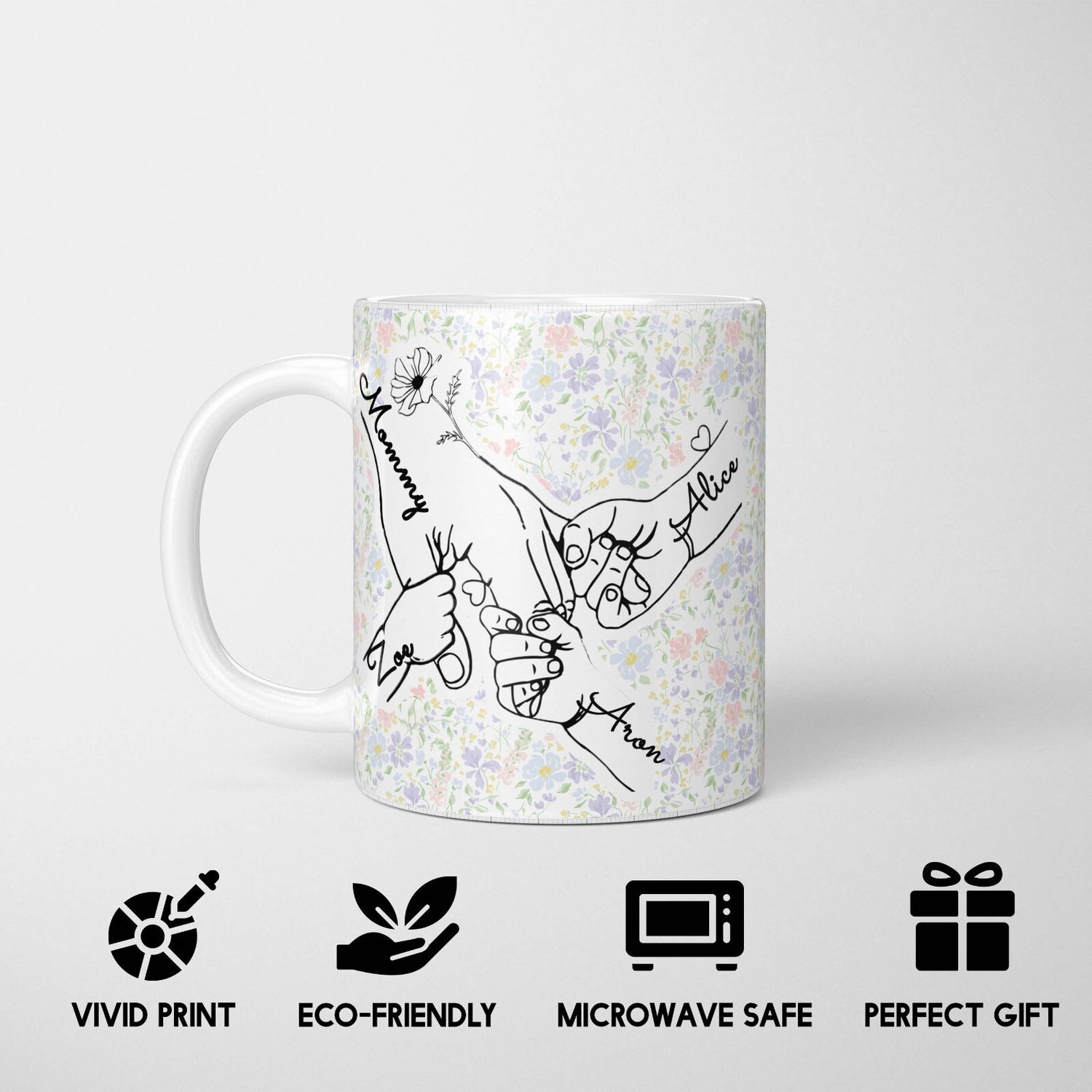 Personalised Mother's Day Custom Name Floral Coffee Tea Mug Coaster Gift Him Her