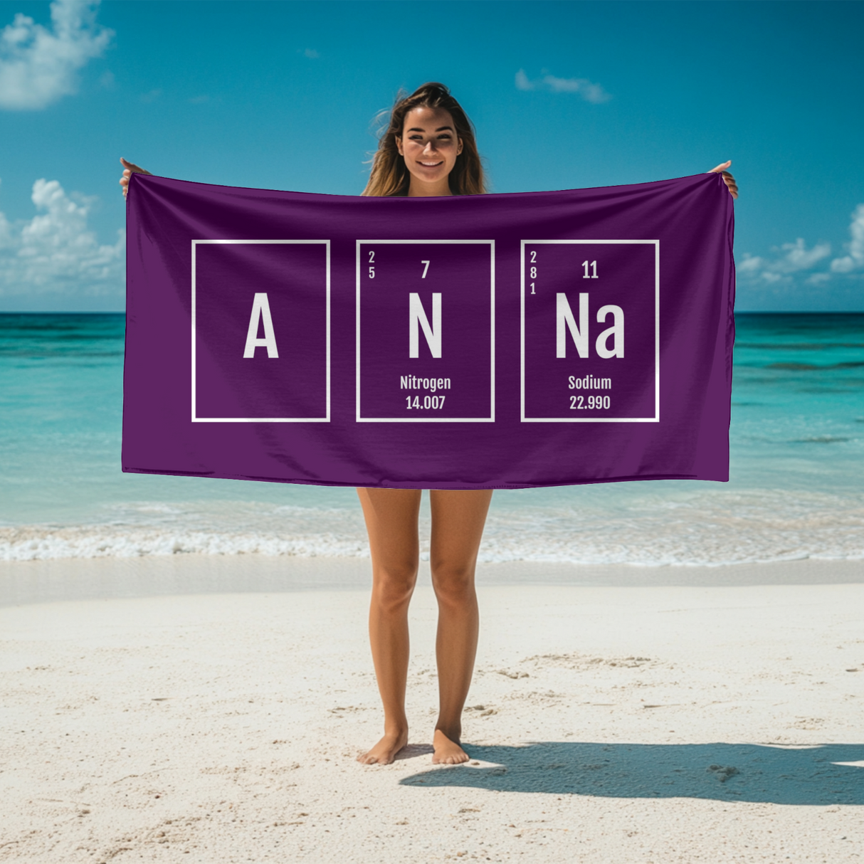 Personalised Science Chemical Periodic Colour Absorbent Beach Bath Sheet Towel