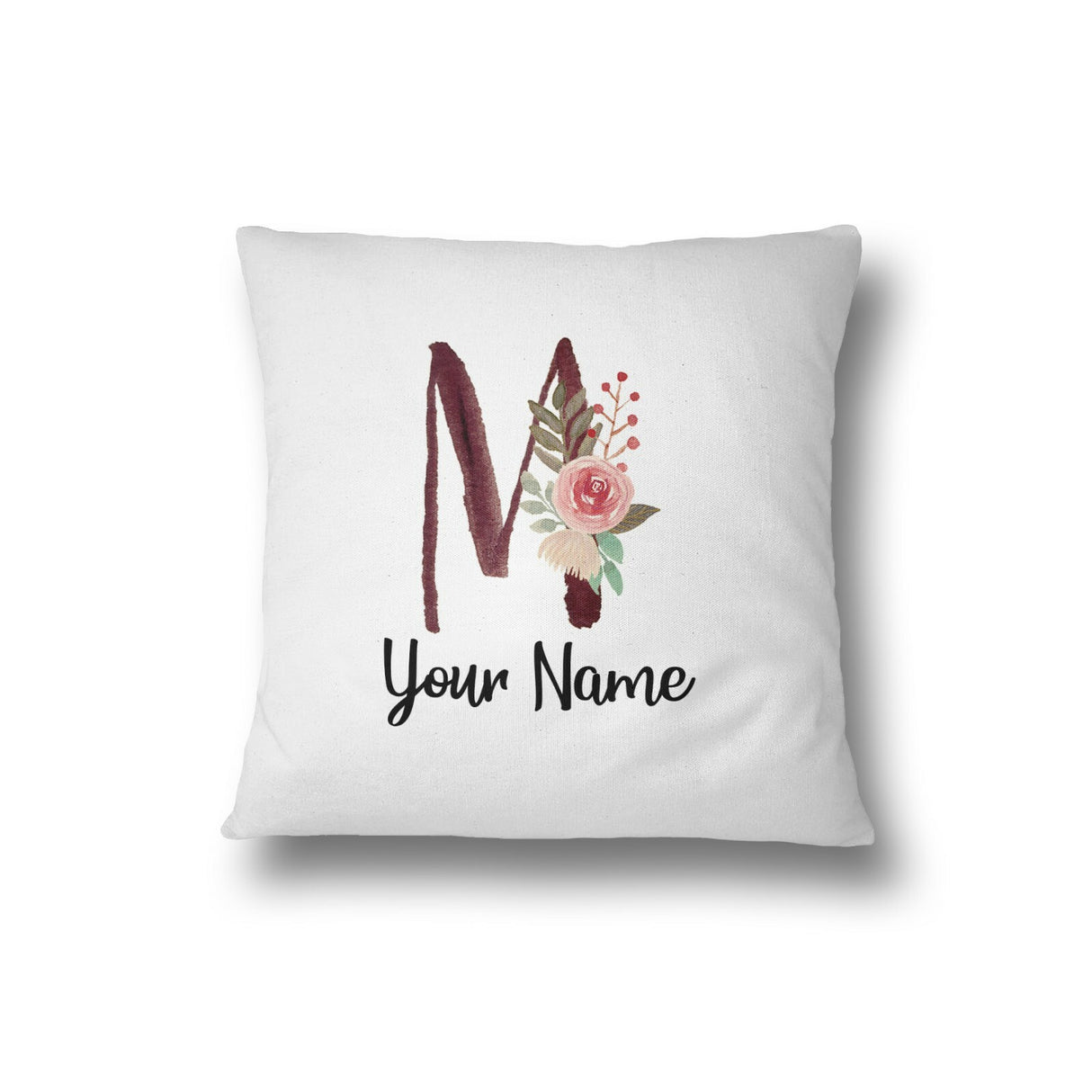 Personalised Floral Watercolour Hand Paint Effect Alphabet Floral Name Cushion
