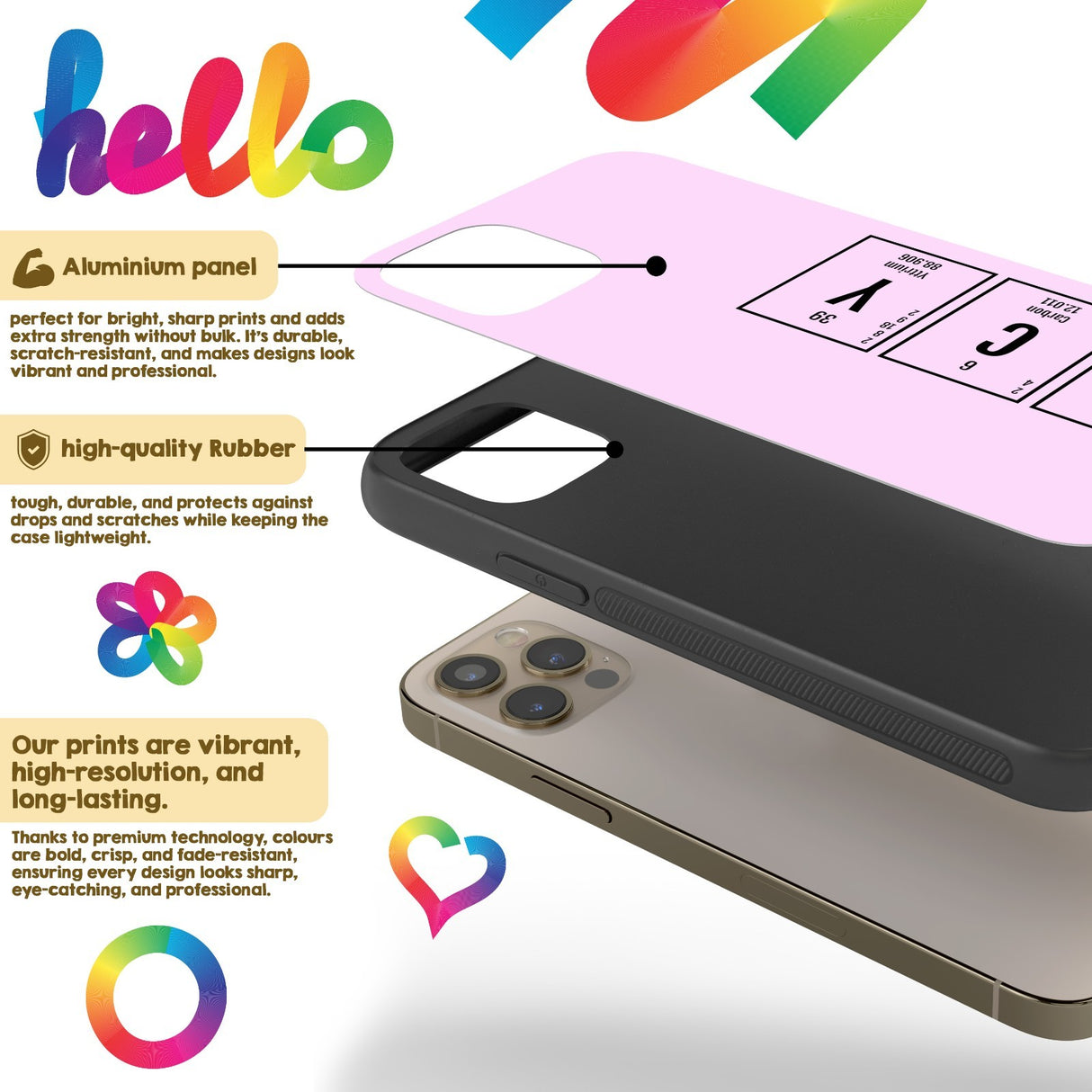 Science Chemistry Alphabet Name Personalised Custom - Printed iPhone Black Case