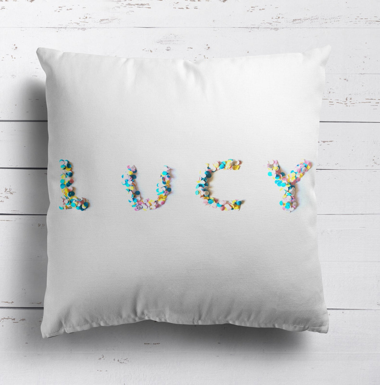Personalised Confetti Handmade Print Soft Square Filled Cushion Throw Decor