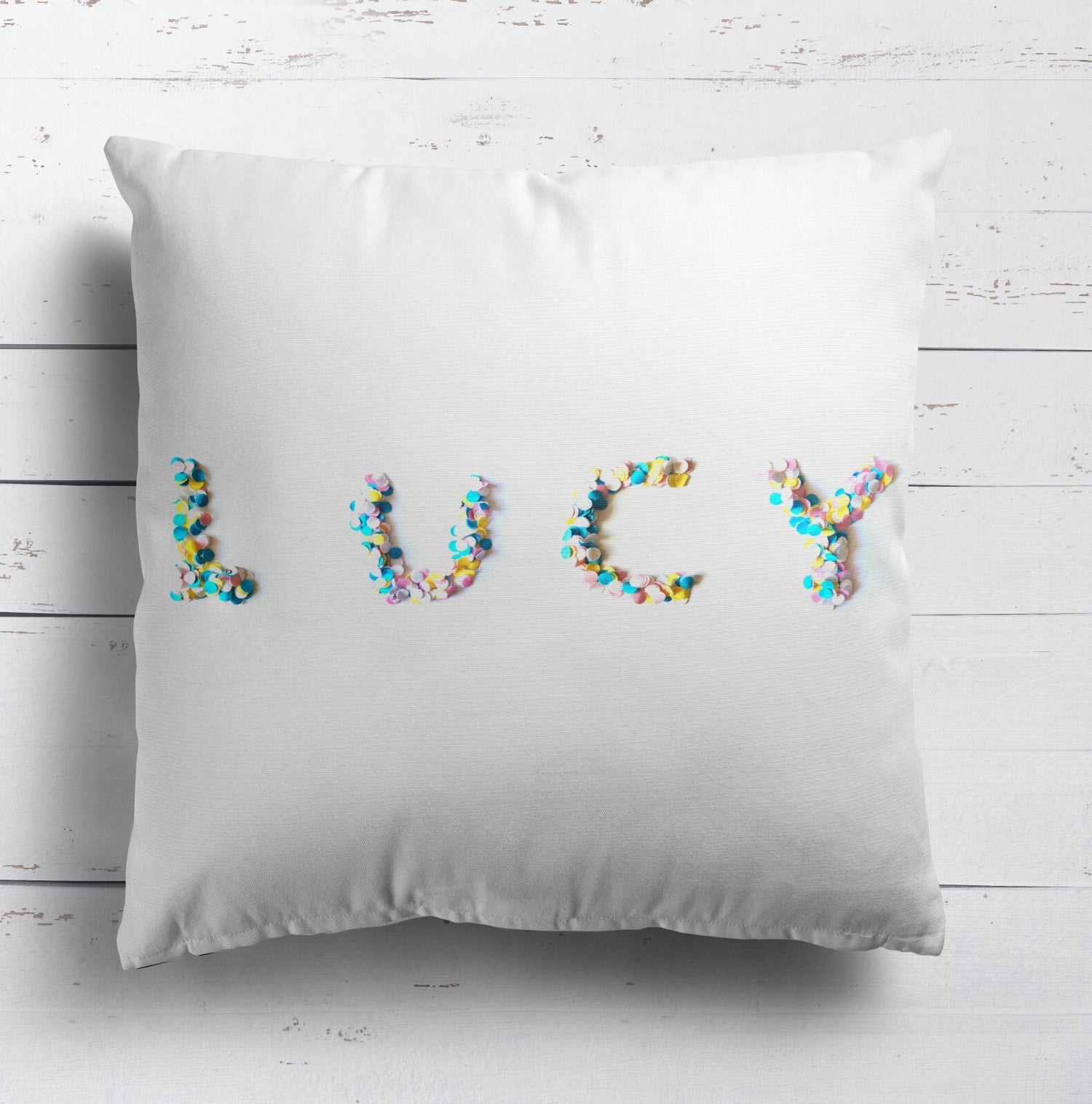 Personalised Confetti Handmade Print Soft Square Filled Cushion Throw Decor