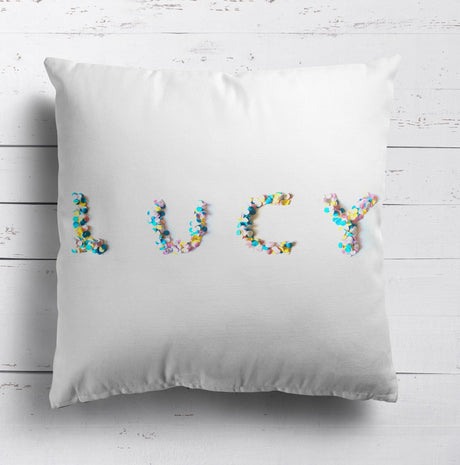 Personalised Confetti Handmade Print Soft Square Filled Cushion Throw Decor