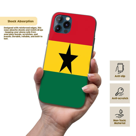 Ghana Flag Ghanaian Patriotic iPhone Case Black TPU Cover Protector Custom Gift