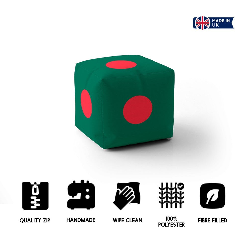 Bangladesh Flag Design Ottoman Filled Pouffe Footrest Washable Cover Custom Soft