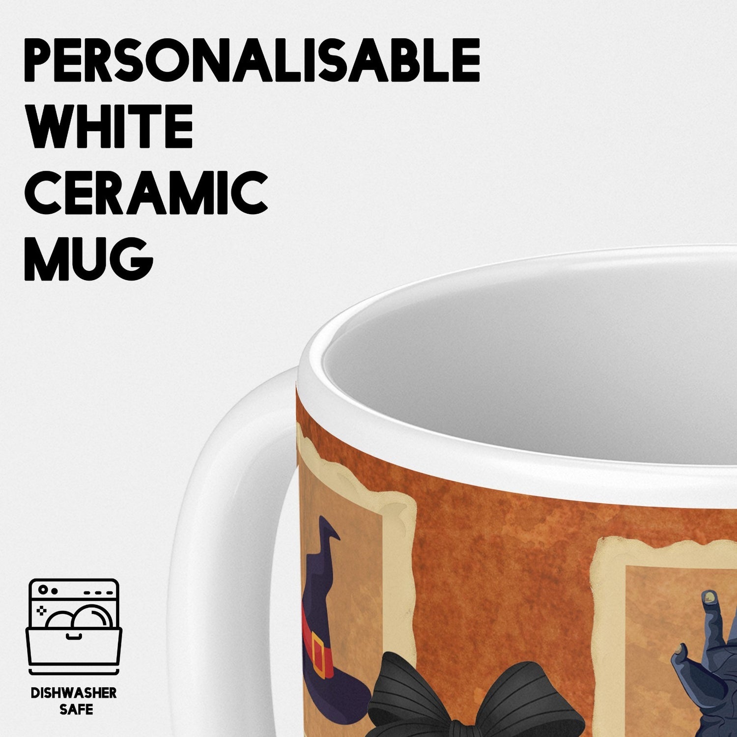 Halloween Spooky Personalised Name Coffee Tea Mug Cup Coaster Gift Set Him Her