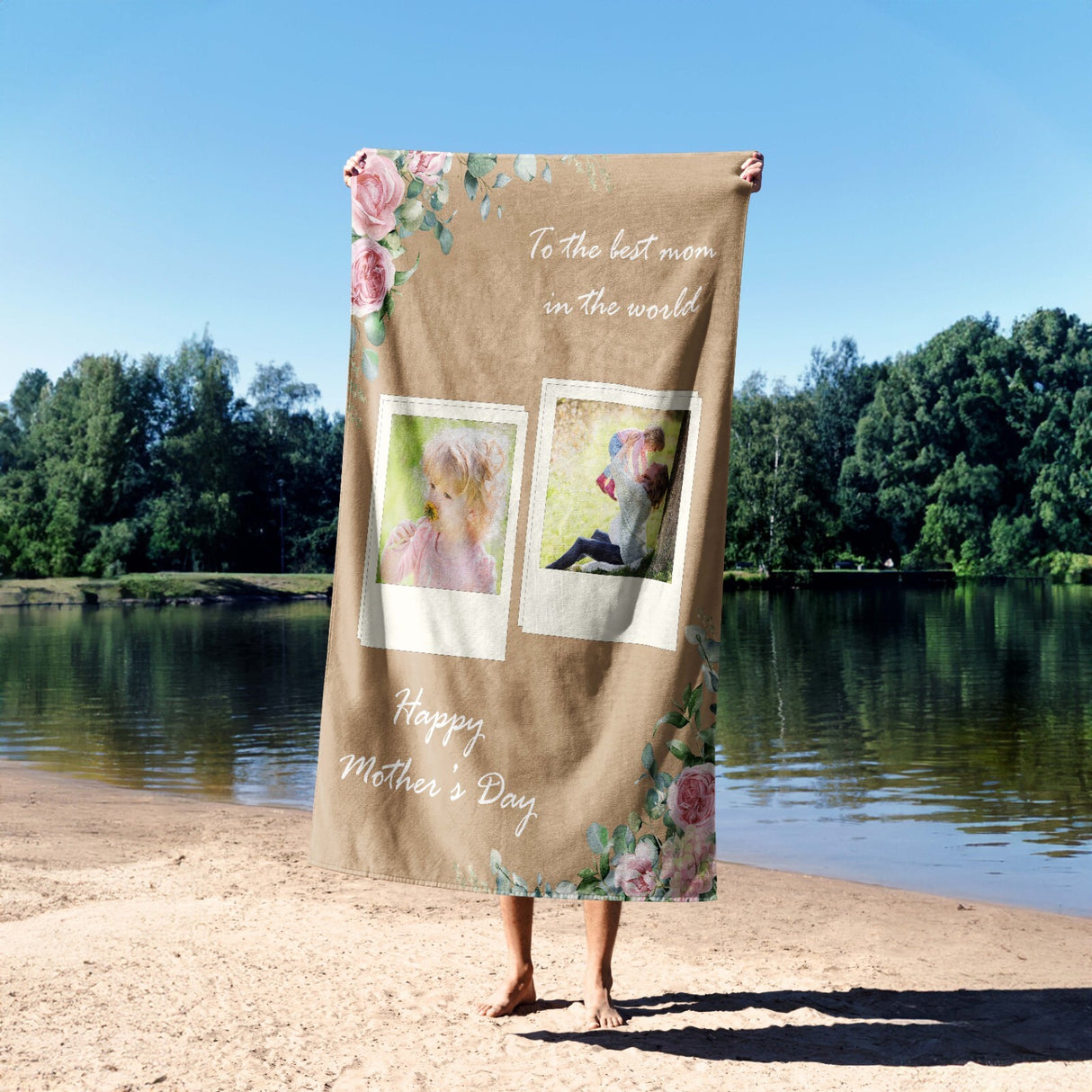 Custom Made Upload Your Own Photos Mother's Day Absorbent Beach Bath Sheet Towel