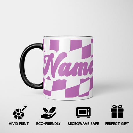 Personalised Custom Retro Vans Checker Name Heat Sensitive Colour Changing Mug