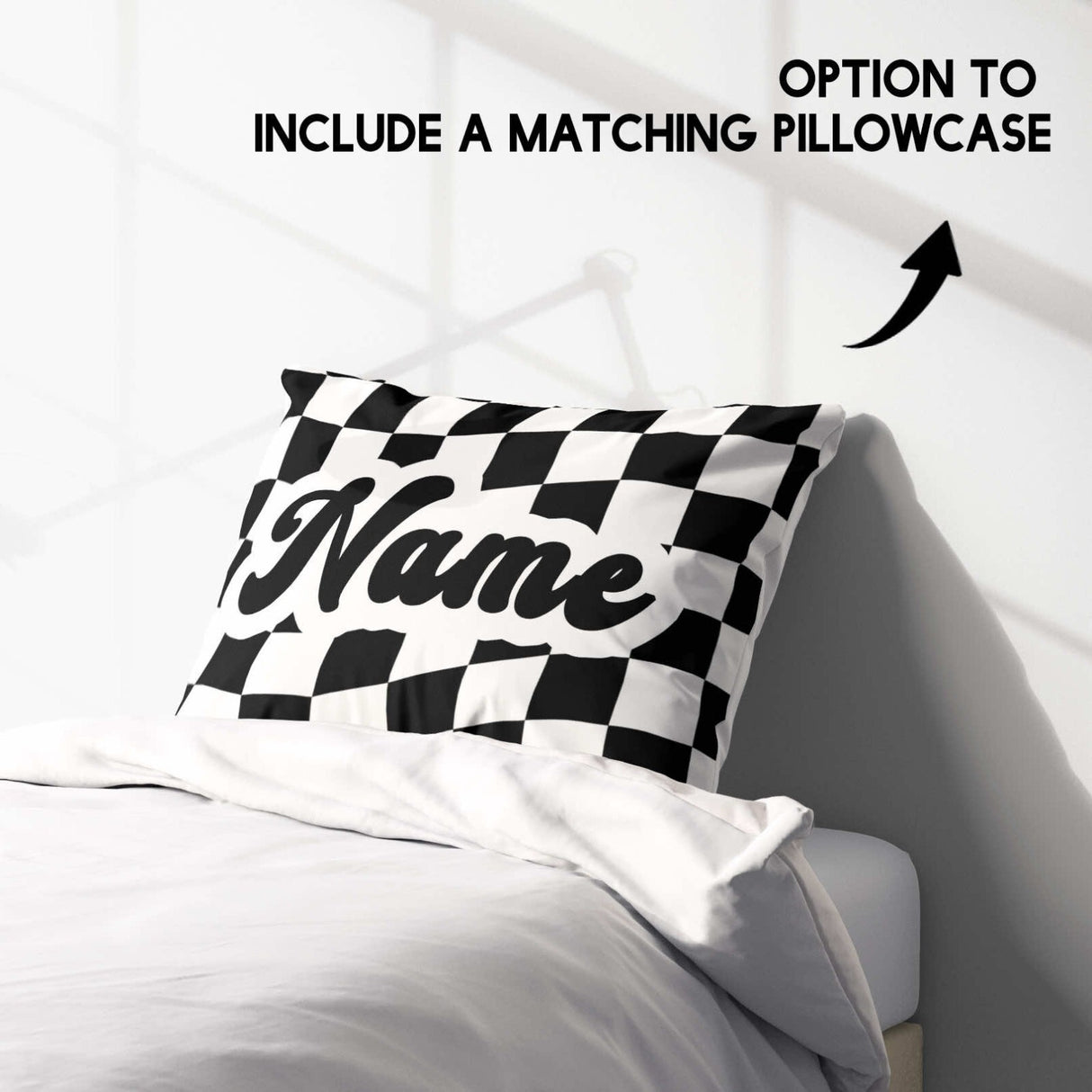 Personalised Custom Name Retro Vans Checked Single Bed Duvet Cover + Pillowcase