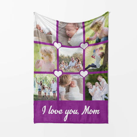 I Love You Custom Photo Upload Soft Warm Fleece Memory Blanket Throw Decor