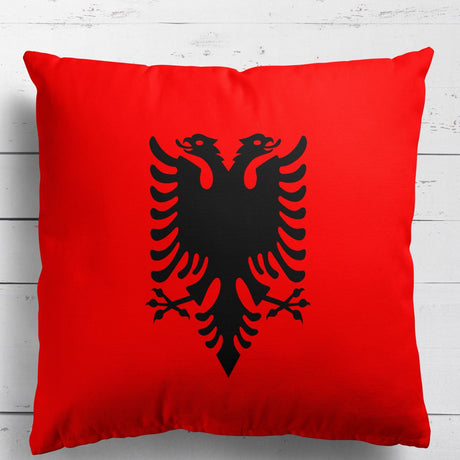 Albania Flag Design Filled Square Cushion - Decorative Throw Cosy Gift Any Size