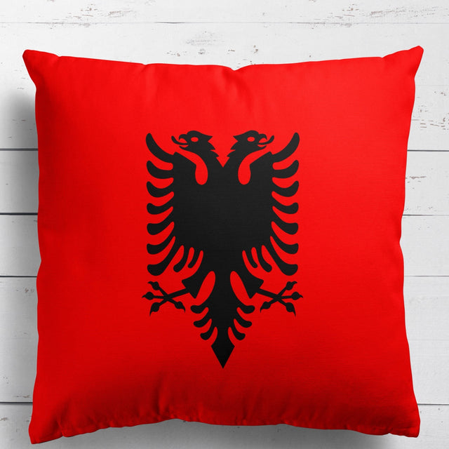 Albania Flag Design Filled Square Cushion - Decorative Throw Cosy Gift Any Size