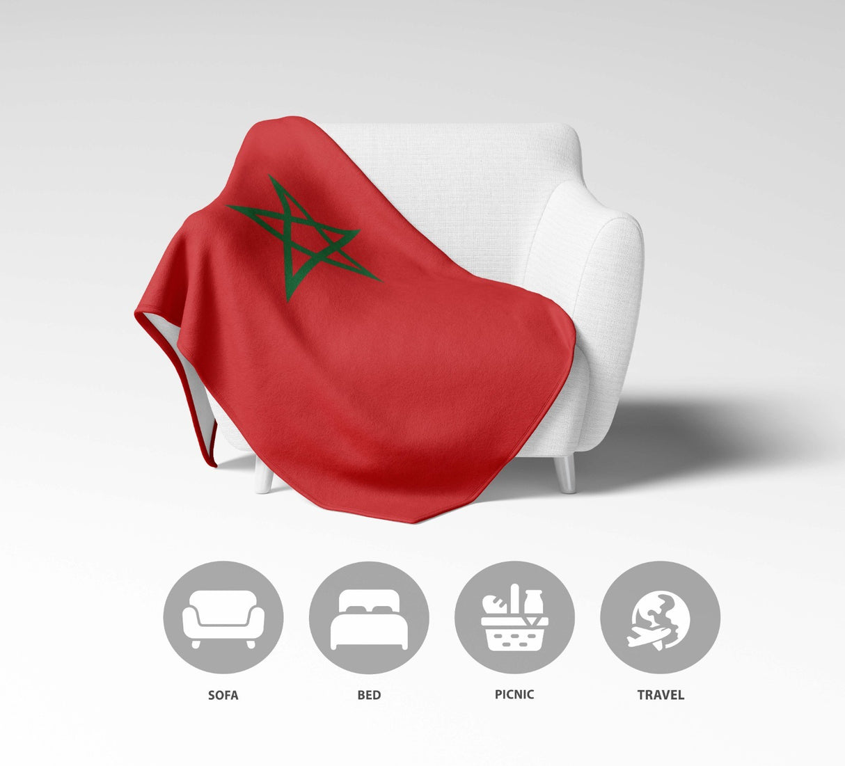 Morocco Flag Moroccan Fleece Blanket Home Decor Throw Gift Cosy Custom Soft Size