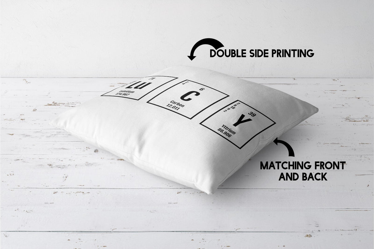 Personalised Name Science Chemical Periodic Table Square Filled Cushion Decor