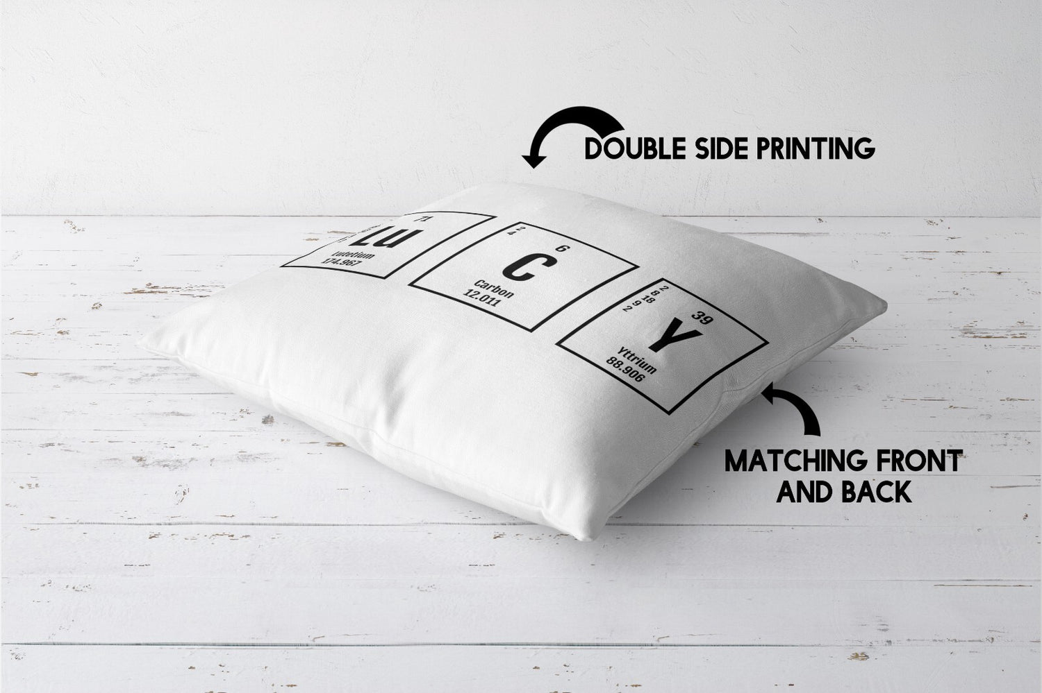 Personalised Name Science Chemical Periodic Table Square Filled Cushion Decor